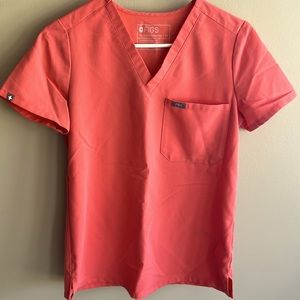 Figs Catarina One Pocket Scrub Top - Coral